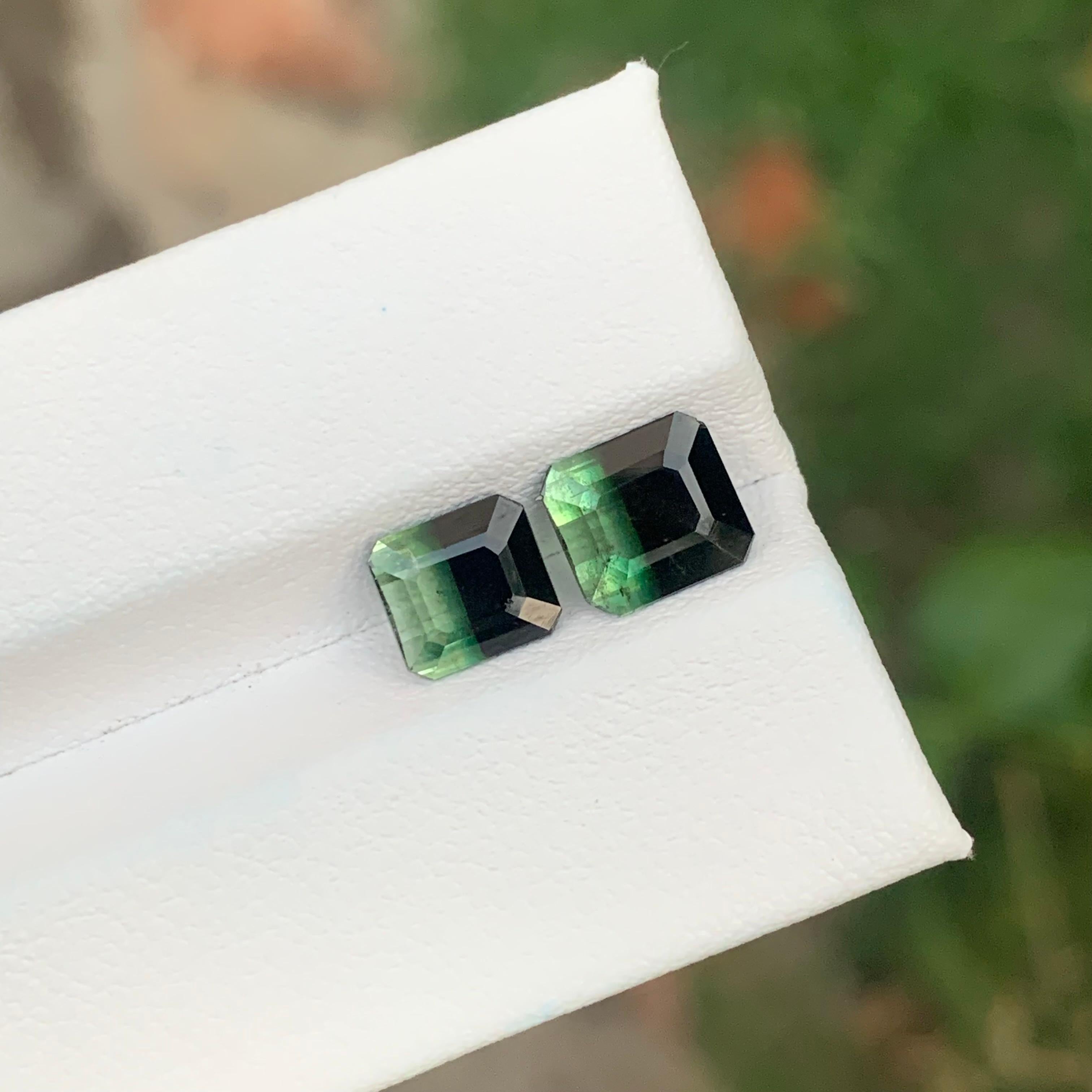 3,20 Karat natürlicher loser zweifarbiger Turmalin in Smaragdform Edelstein im Angebot 4