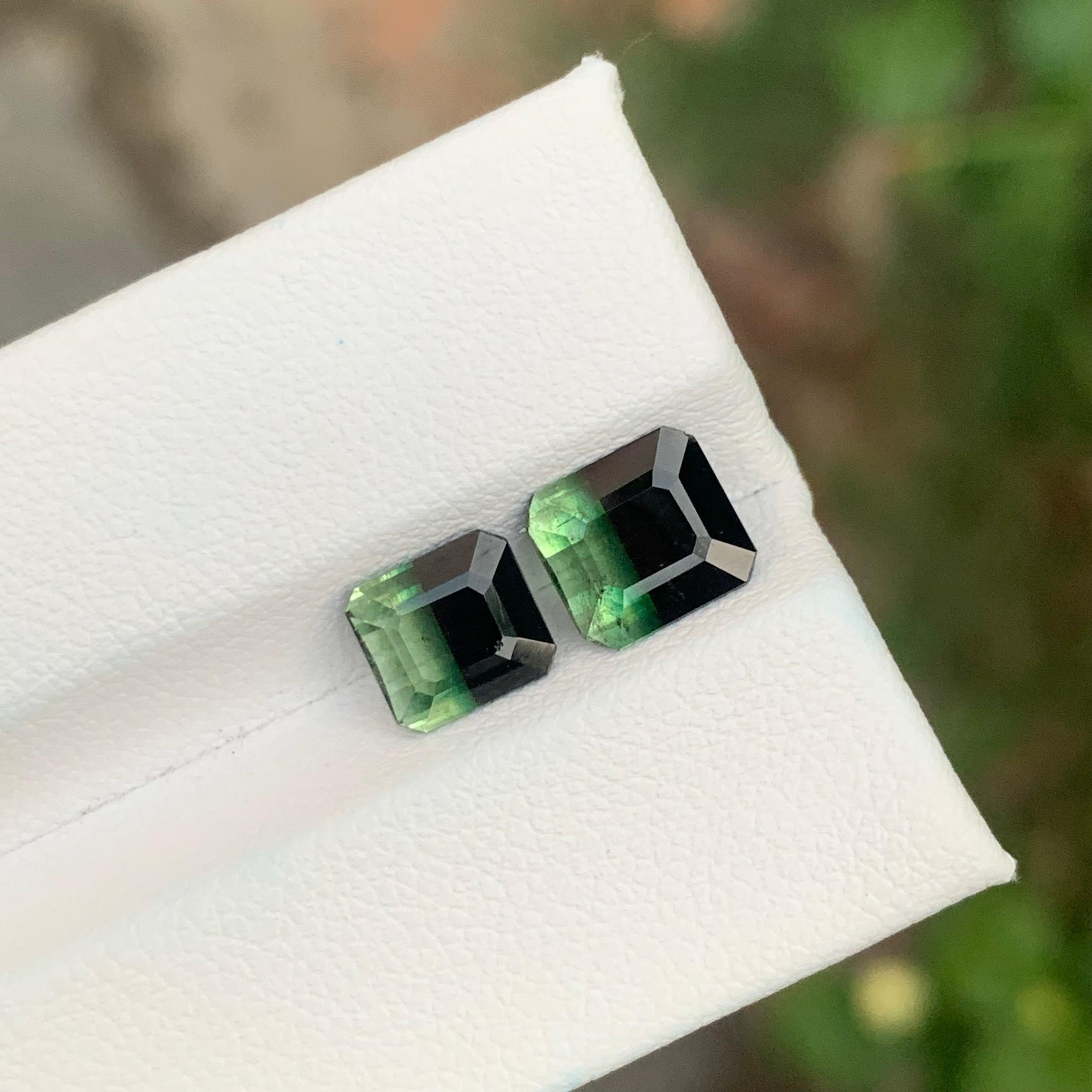 3,20 Karat natürlicher loser zweifarbiger Turmalin in Smaragdform Edelstein (Smaragdschliff) im Angebot