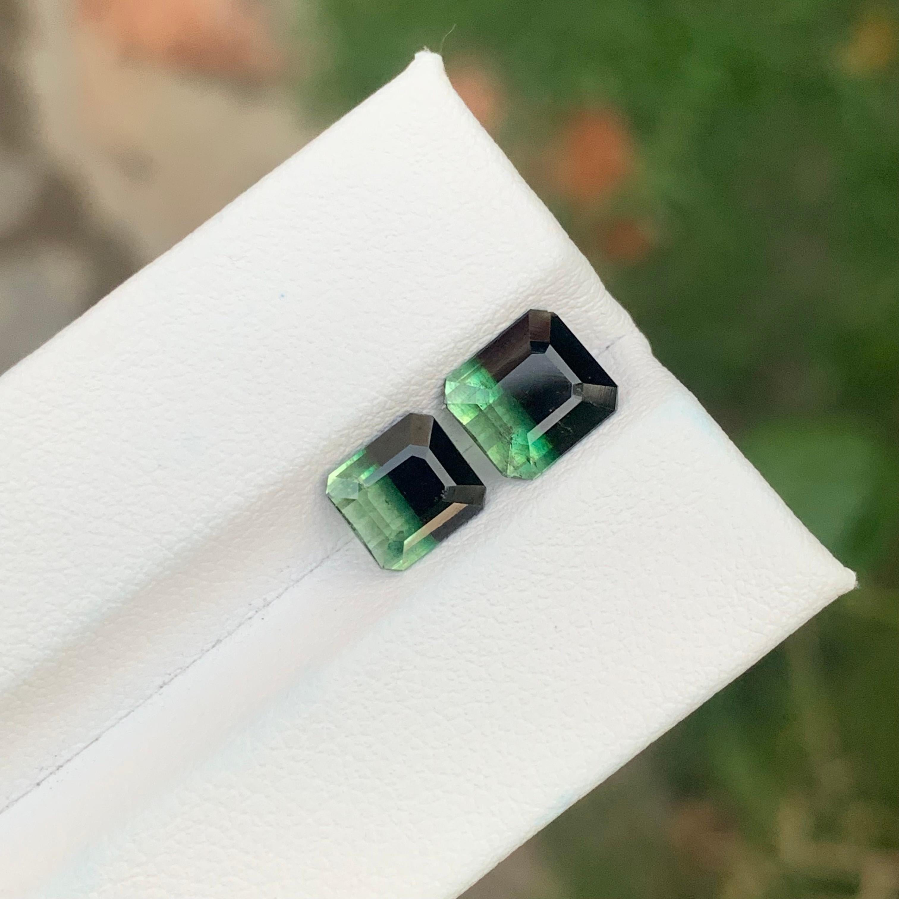 3,20 Karat natürlicher loser zweifarbiger Turmalin in Smaragdform Edelstein im Angebot 3