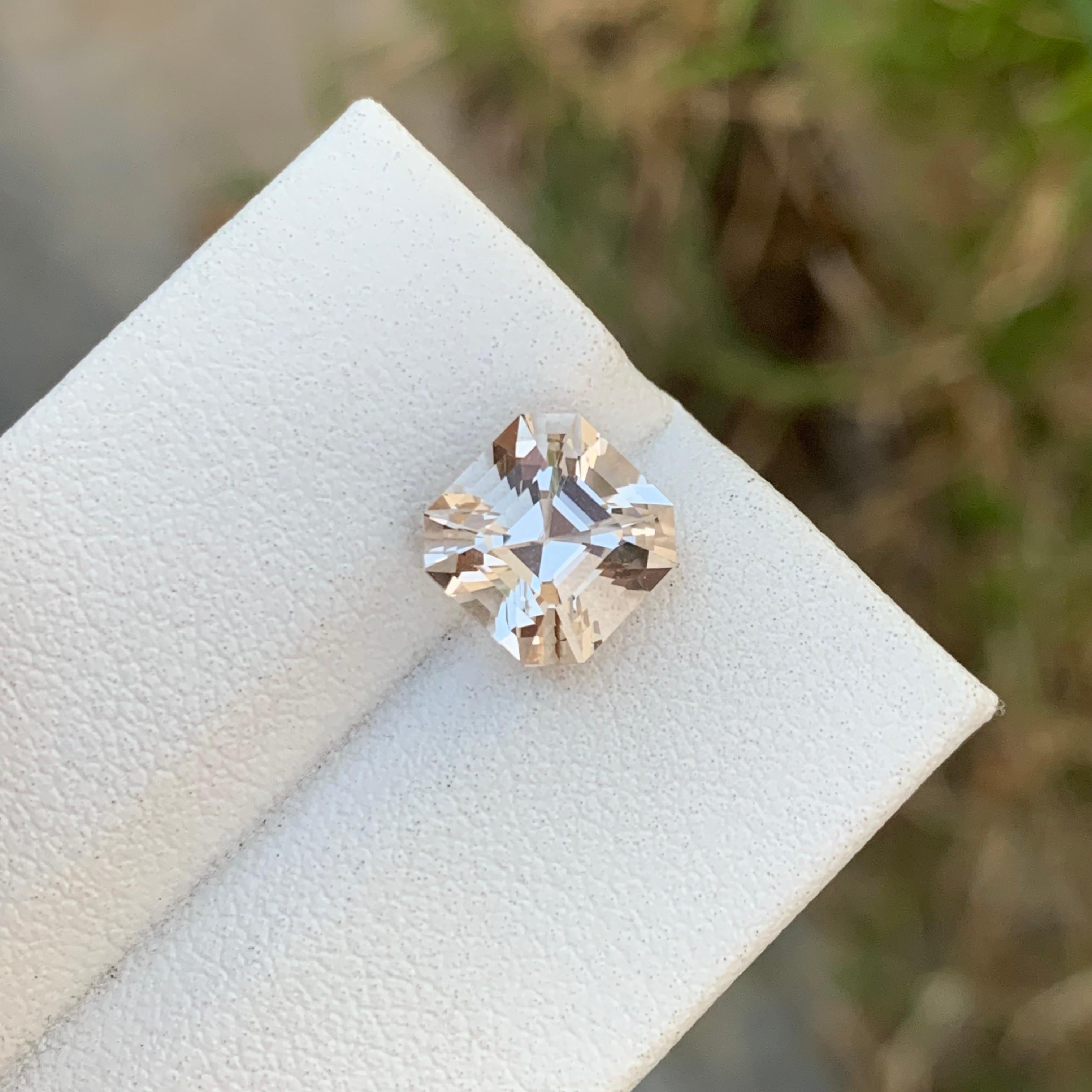 3.20 Carat Natural Loose Golden Topaz Asscher Shape Gem From Pakistan For Sale 4