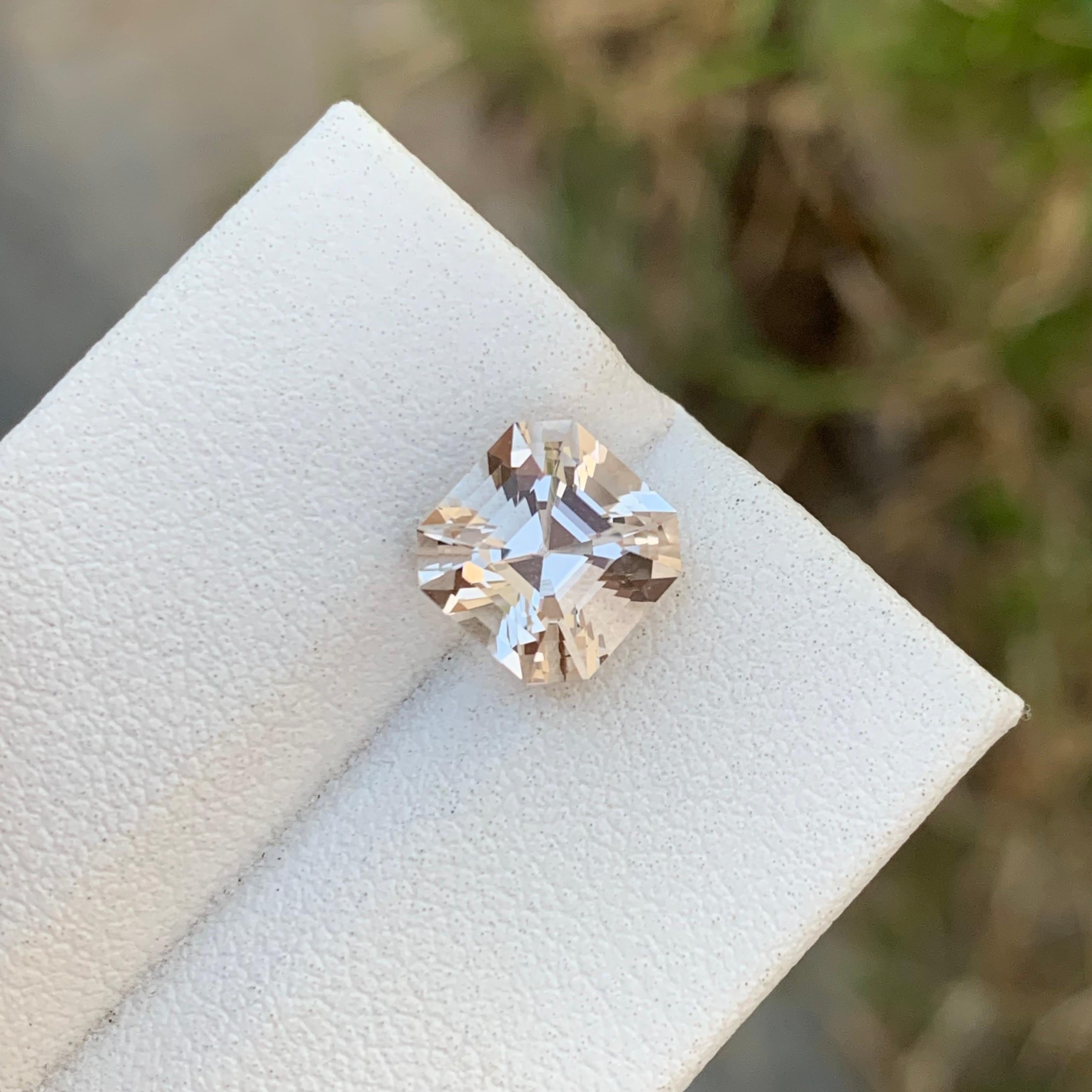 3.20 Carat Natural Loose Golden Topaz Asscher Shape Gem From Pakistan For Sale 2