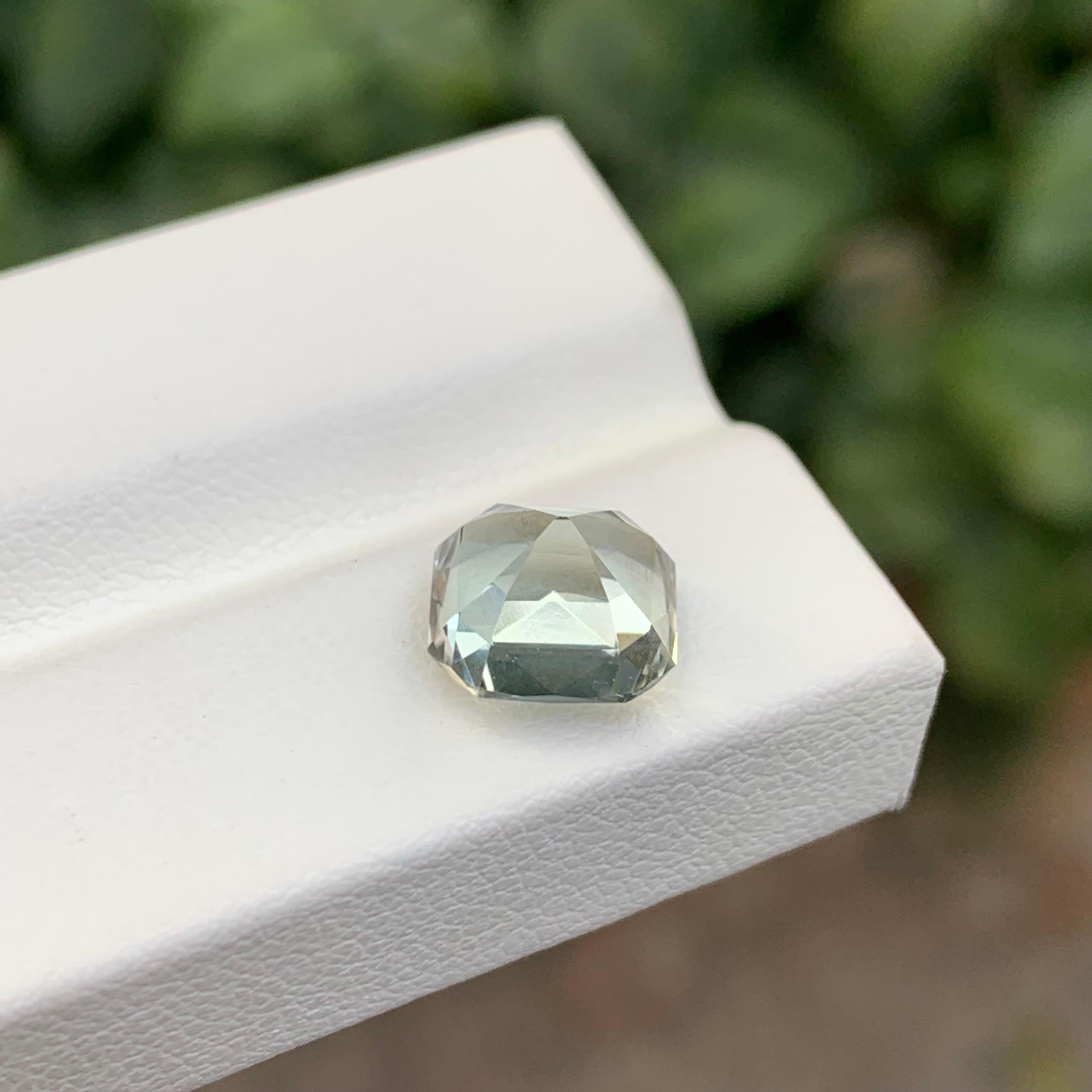 3.20 Carat Natural Loose Green Amethyst Cushion Shape Gem For Sale 2