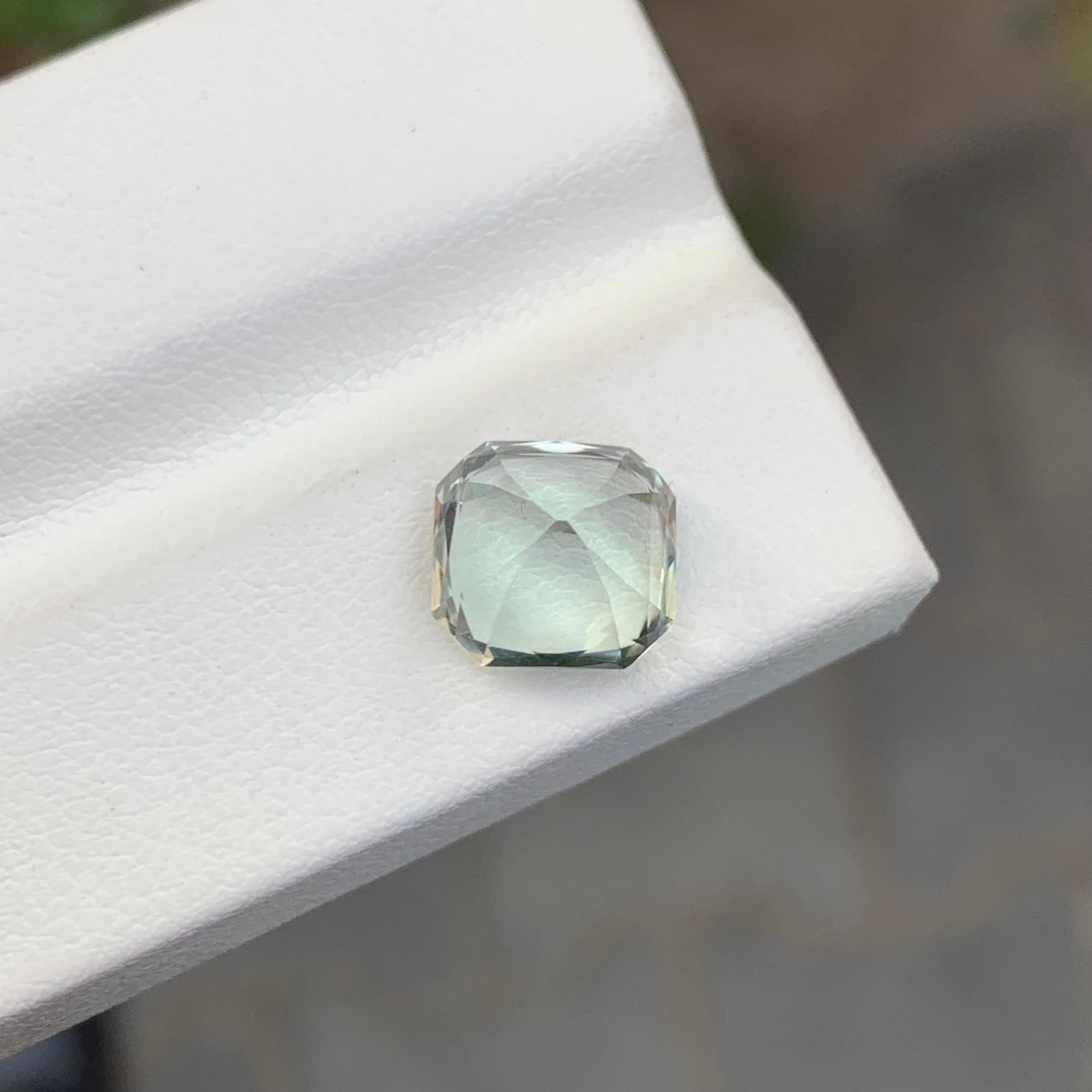 3.20 Carat Natural Loose Green Amethyst Cushion Shape Gem For Sale 3