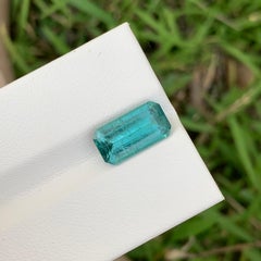 3.20 Carat Natural Loose Lagoon Seafoam Tourmaline Emerald Shape Gem For Ring