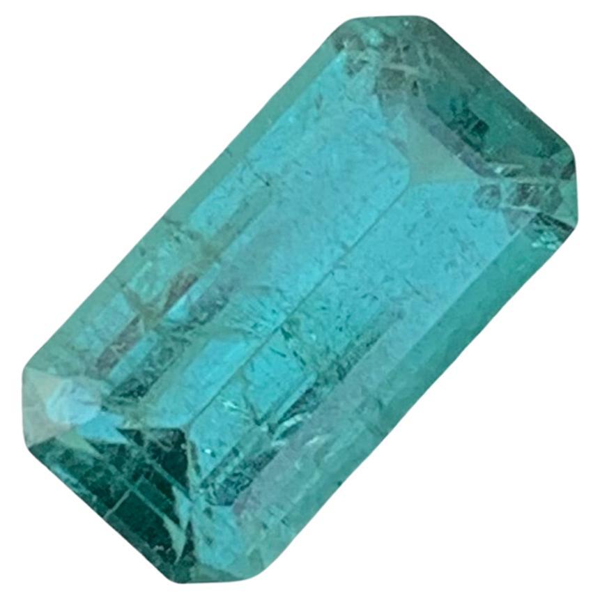 3.20 Carat Natural Loose Lagoon Seafoam Tourmaline Emerald Shape Gem For Ring  For Sale