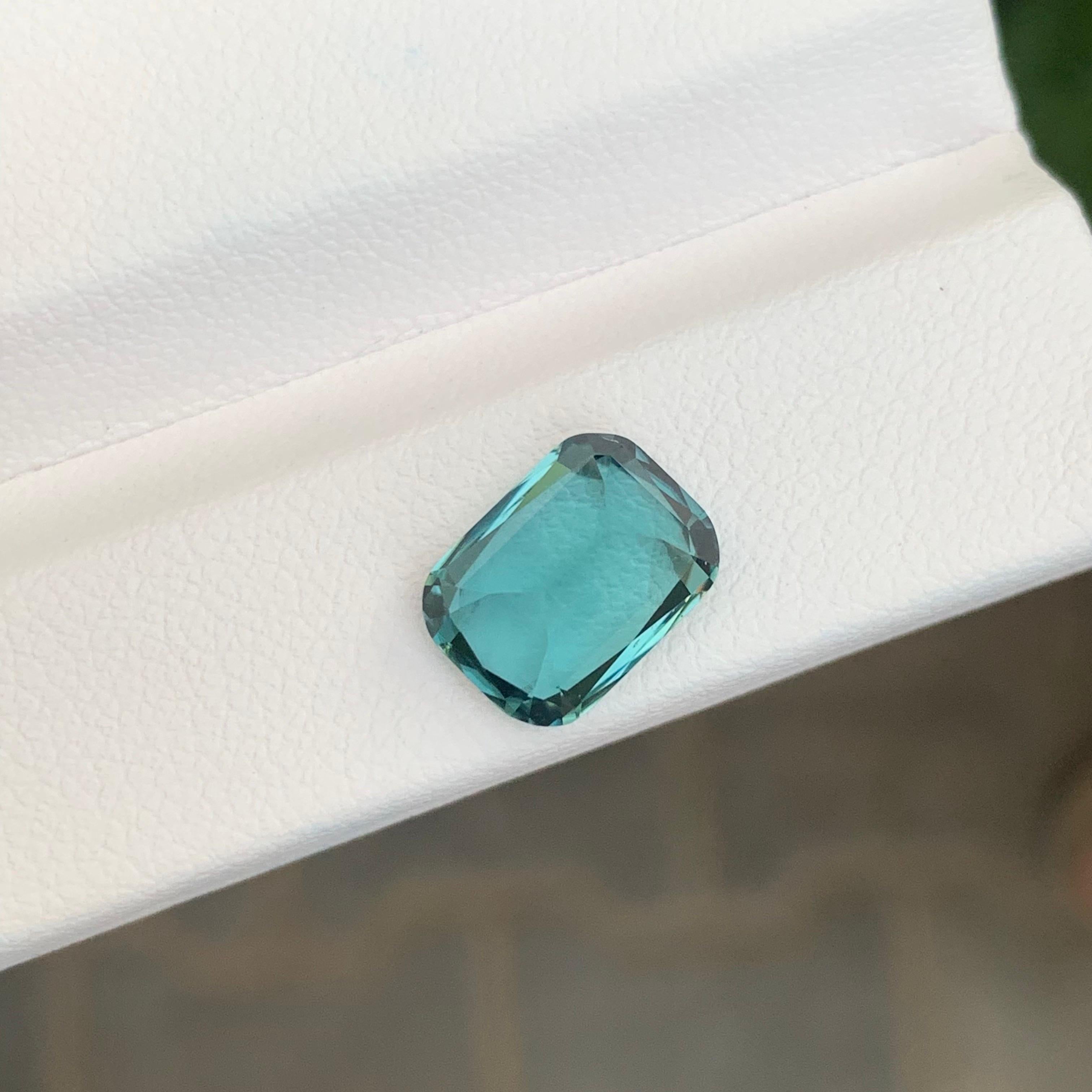 3.20 Carat Natural Loose Lagoon Tourmaline Cushion Shape Afghanistan’s Gemstone For Sale 5