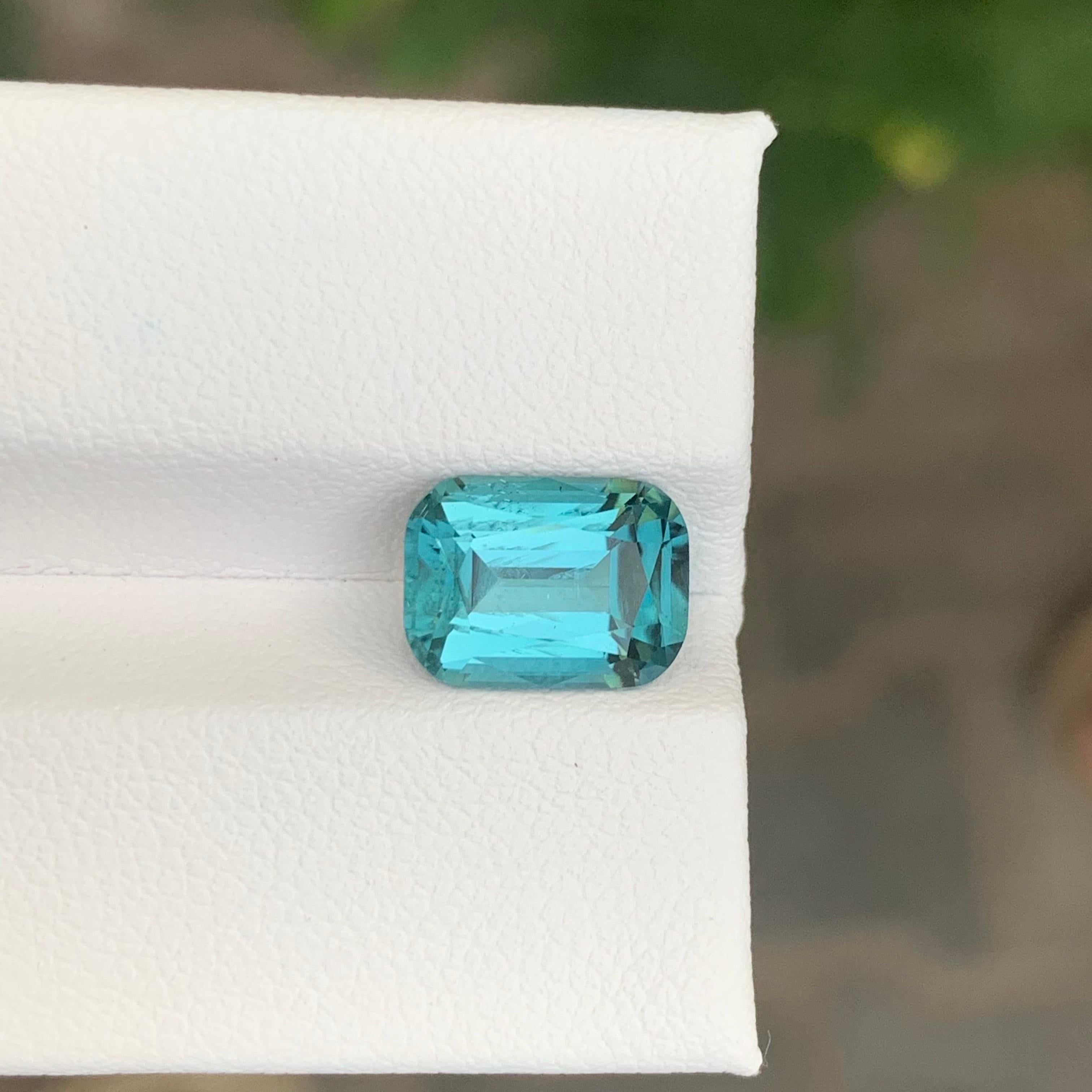 3.20 Carat Natural Loose Lagoon Tourmaline Cushion Shape Afghanistan’s Gemstone In New Condition For Sale In Peshawar, PK