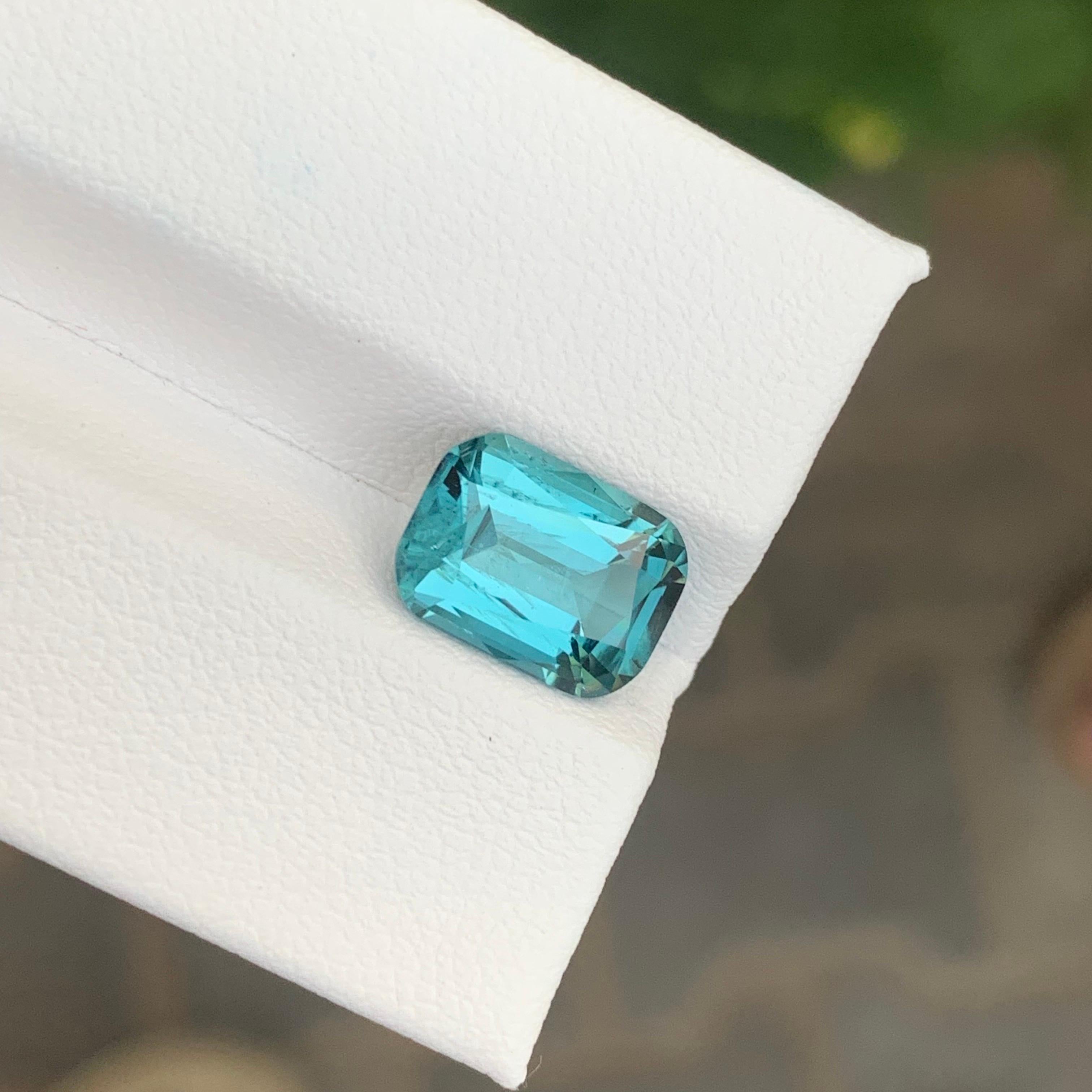 3.20 Carat Natural Loose Lagoon Tourmaline Cushion Shape Afghanistan’s Gemstone For Sale 1