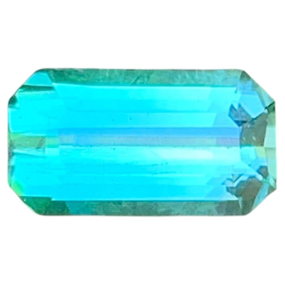 3.20 Carat Natural Loose Light Blue Green Tourmaline Emerald Cut Afghan Gemstone For Sale