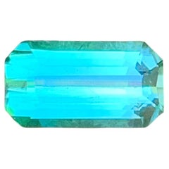 3.20 Carat Natural Loose Light Blue Green Tourmaline Emerald Cut Afghan Gemstone