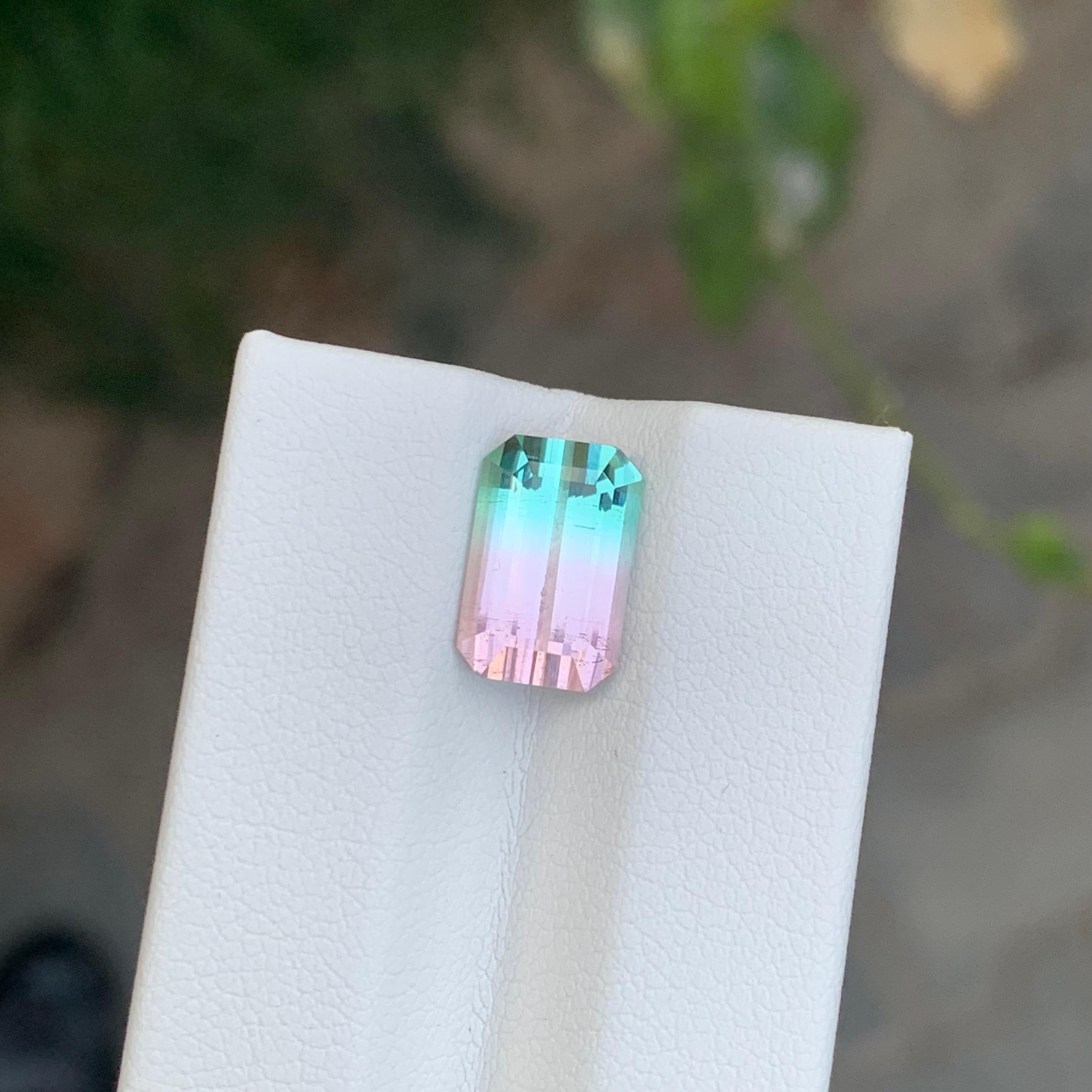 Facettierter Parti-Turmalin

Gewicht: 3,20 Karat
Abmessung: 10.7 x 7 x 4.9 Mm
Farbe: Babyrosa und Meerschaumgrün 
Behandlung: Nicht 
Zertifikat: Auf Kundenwunsch
Die Form: Smaragd 


Der Turmalin ist ein faszinierender Edelstein, der für seine