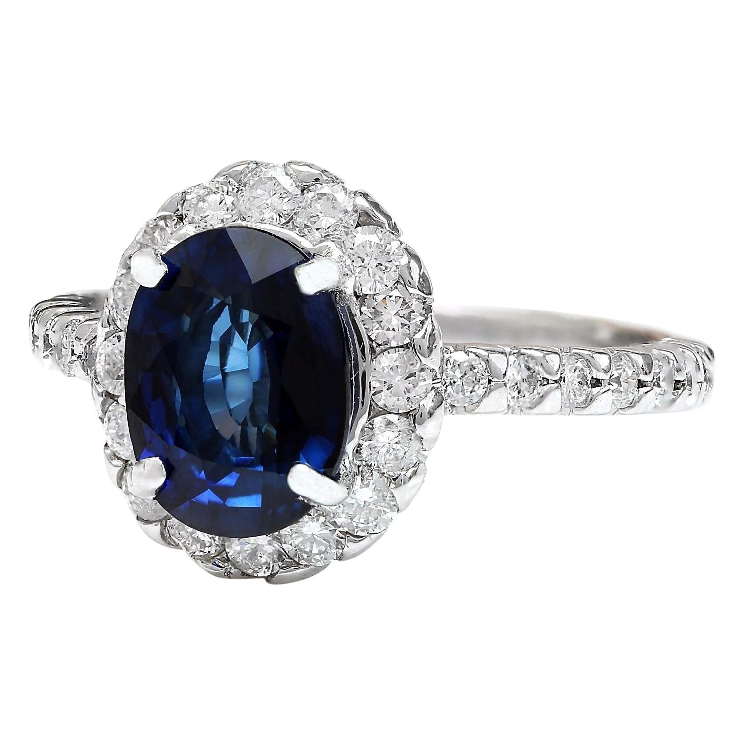 3.20 Carat Natural Sapphire 14K Solid White Gold Diamond Ring
 Item Type: Ring
 Item Style: Engagement
 Material: 14K White Gold
 Mainstone: Sapphire
 Stone Color: Blue
 Stone Weight: 2.40 Carat
 Stone Shape: Oval
 Stone Quantity: 1
 Stone