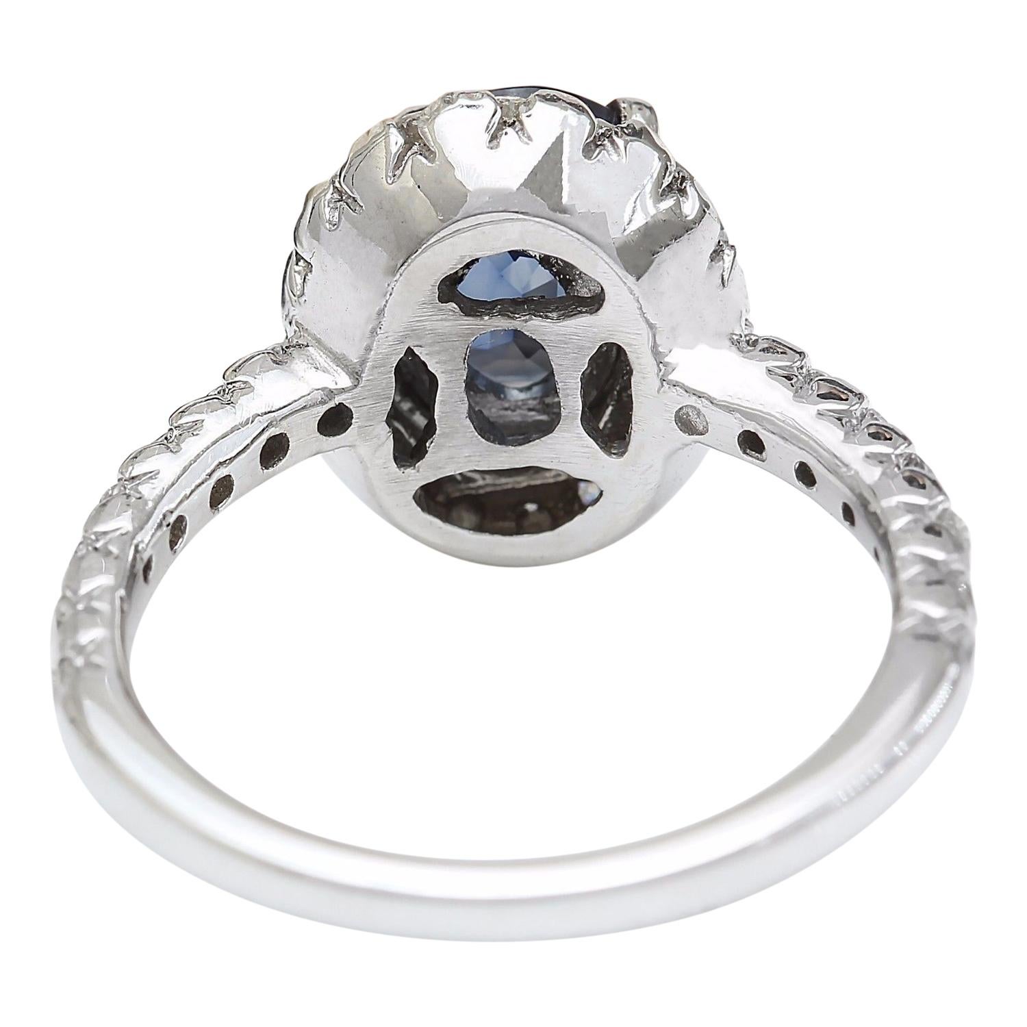 3.20 Carat Natural Sapphire 14 Karat Solid White Gold Diamond Ring In New Condition For Sale In Los Angeles, CA