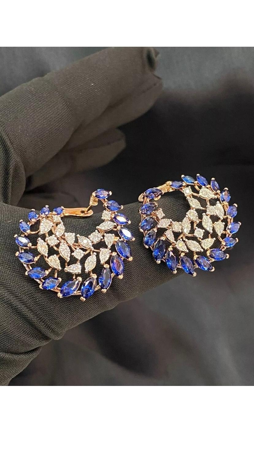 Orecchini in oro con diamanti e zaffiro naturale da 3,20 carati in vendita 8