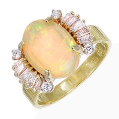 3.20 Carat Opal Diamond Yellow Gold Ring