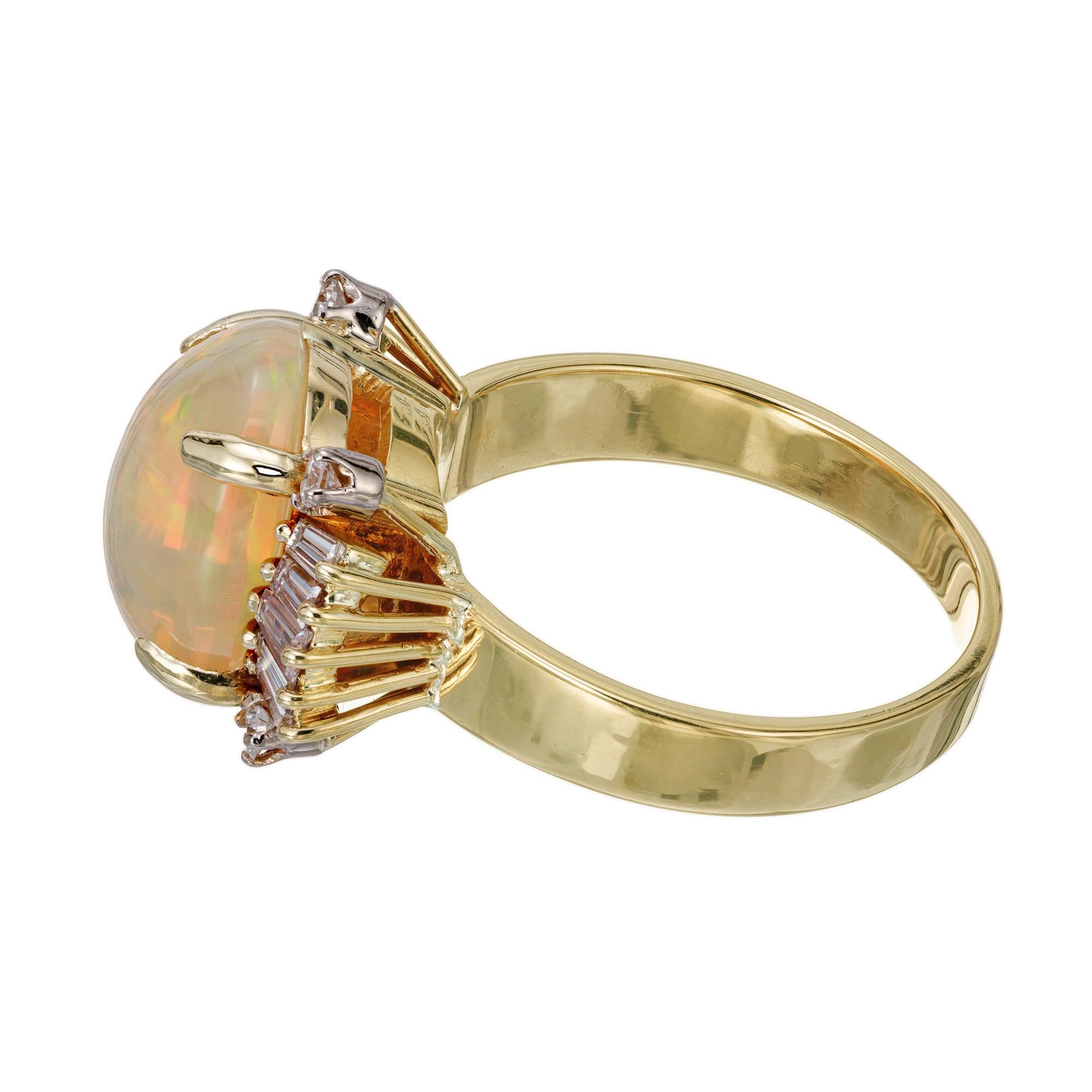 Women's 3.20 Carat Opal Diamond Yellow Gold Ring For Sale