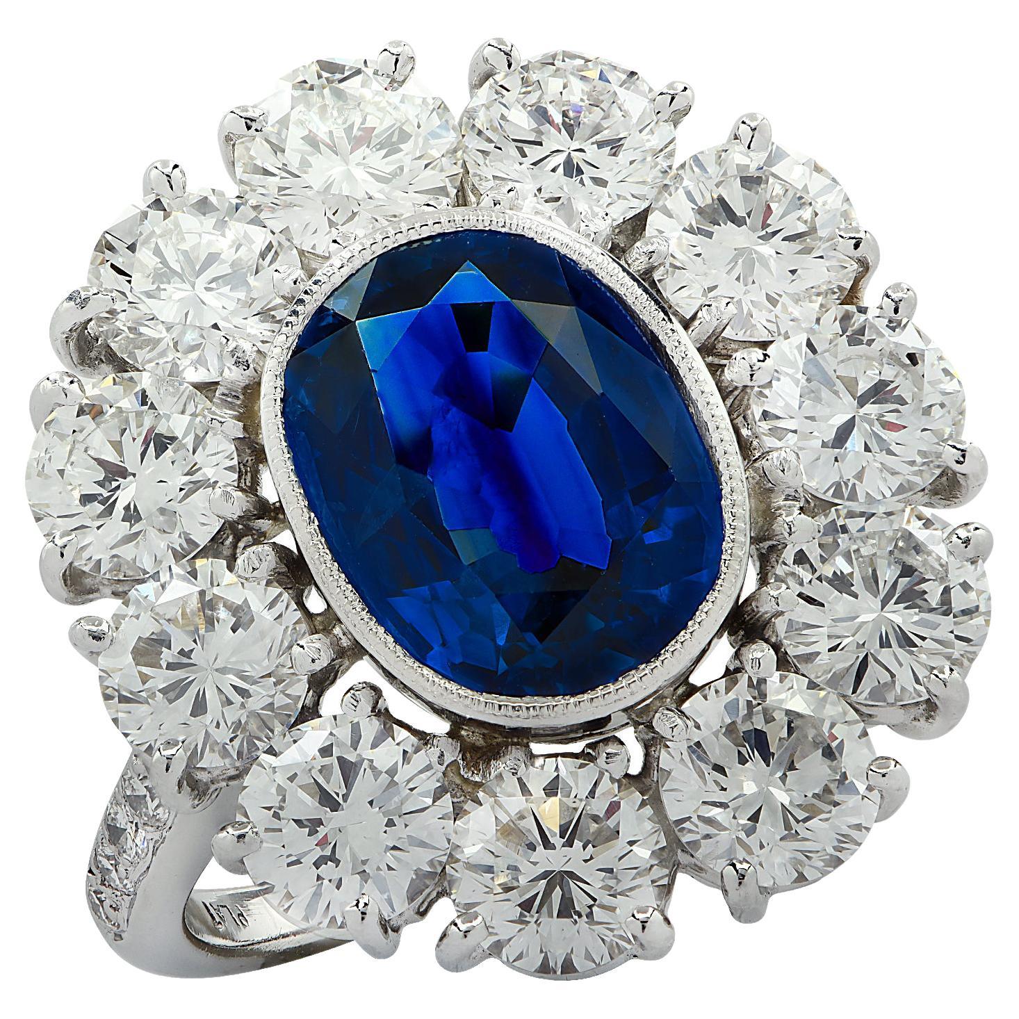 3.20 Carat Oval Sapphire and Diamond Cocktail Ring For Sale