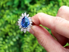 3.20 Carat Pear Cut Sapphire 3.05 Carat Diamond, Platinum Cocktail Ring