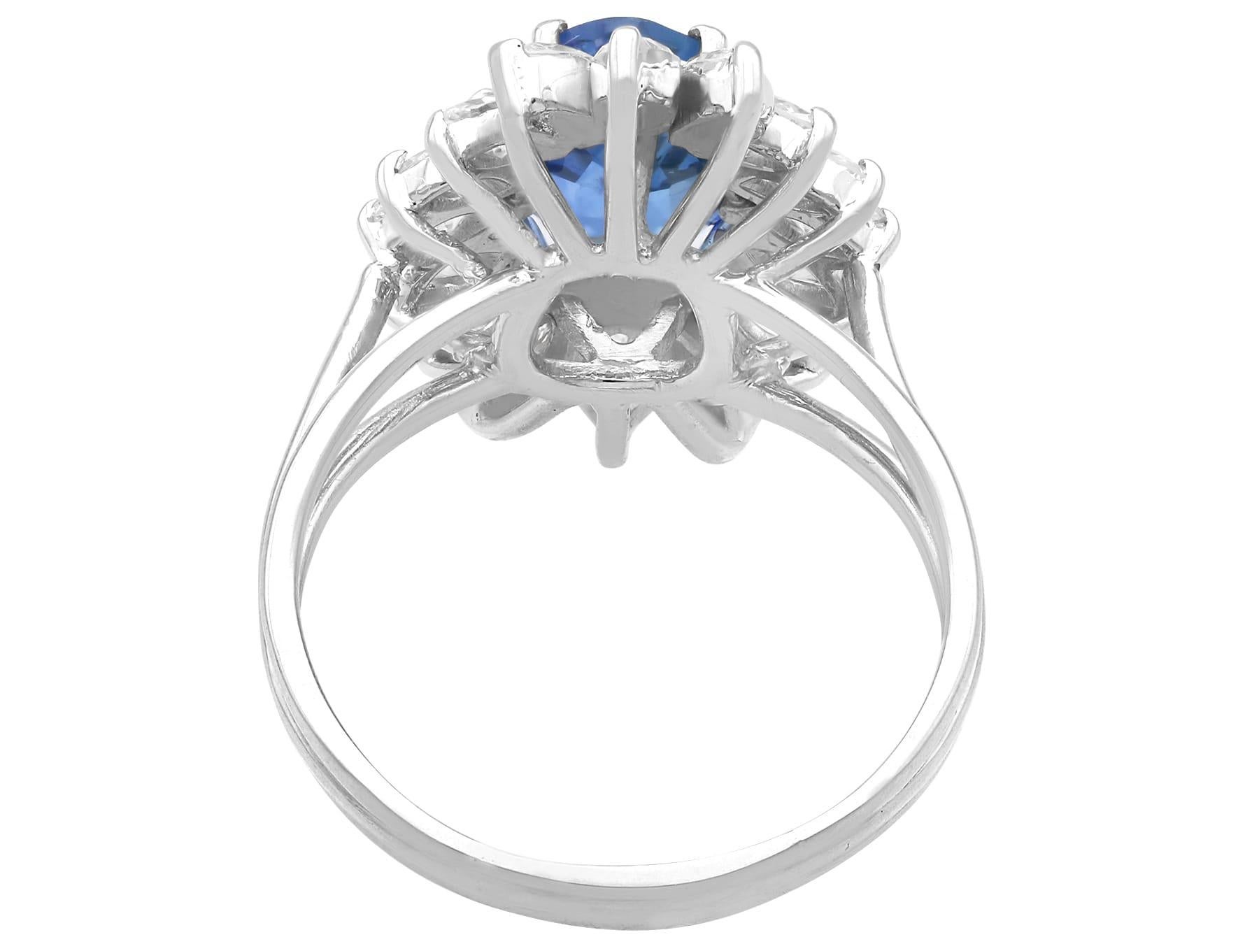 3.20 Carat Pear Cut Sapphire 3.05 Carat Diamond, Platinum Dress Ring Circa 1950 For Sale 3