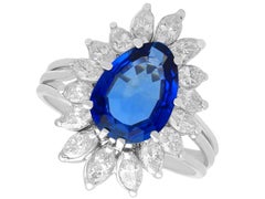3.20 Carat Pear Cut Sapphire 3.05 Carat Diamond, Platinum Dress Ring Circa 1950