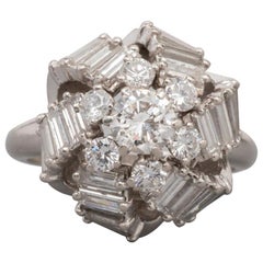 3.20 Carat Platinum and Diamonds French Cocktail Ring