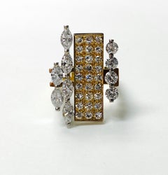3.20 Carat Round Brilliant and Marquise Diamond Ring in Platinum and 18k Gold