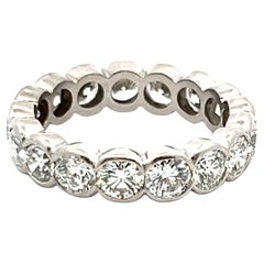 Anello a fascia a eternità completa in platino con diamante tondo Brilliante E VS1 da 3,20 carati