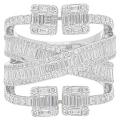 3,20 quilates SI Claridad HI Color Anillo de diamantes baguette Joyas de oro blanco de 14 quilates