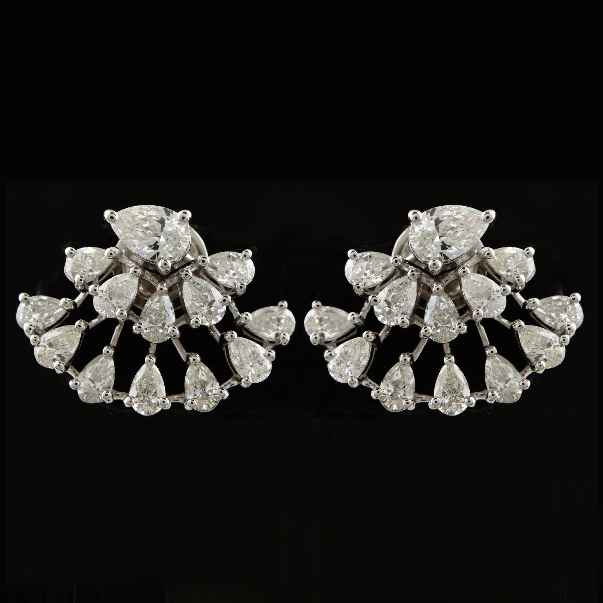 Women's 3.20 Carat SI Clarity HI Color Diamond Stud Earrings 18 Karat White Gold Jewelry For Sale