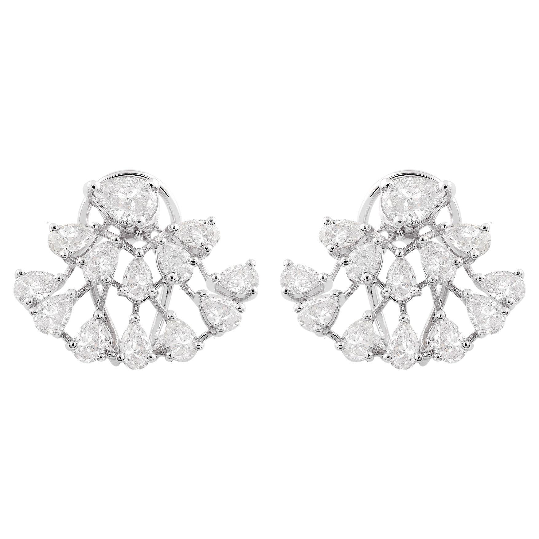 3.20 Carat SI Clarity HI Color Diamond Stud Earrings 18 Karat White Gold Jewelry For Sale