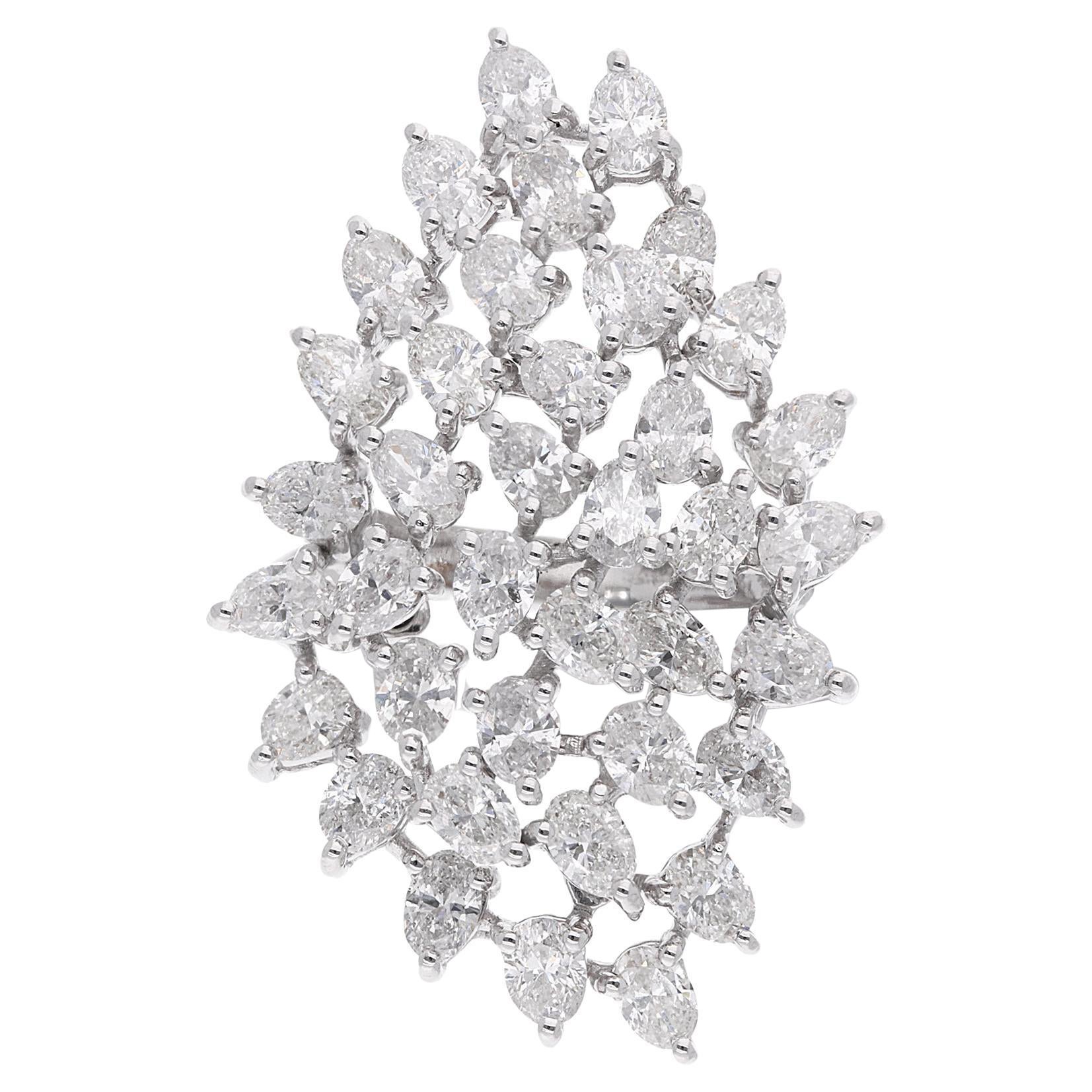 3.20 Carat SI Clarity HI Color Pear Diamond Ring 18 Karat White Gold Jewelry