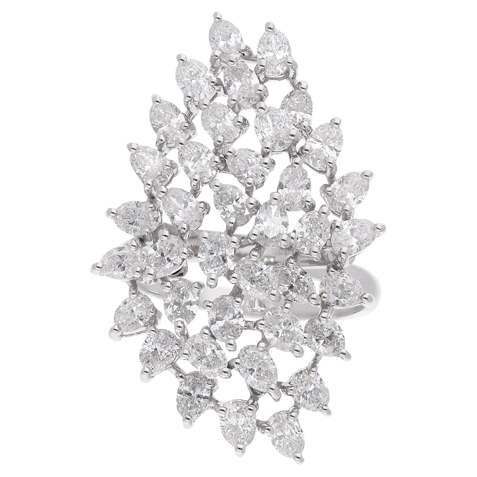 3.20 Carat SI Clarity HI Color Pear Diamond Ring 18 Karat White Gold Jewelry