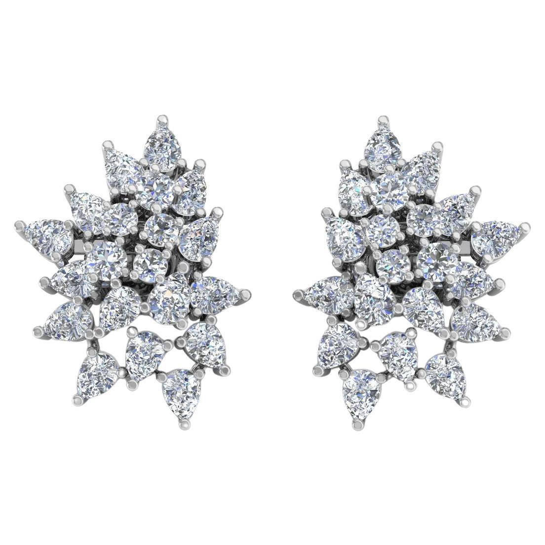 3.20 Carat SI/H Pear Round Brilliant Cut Diamond Earrings 14 Karat White Gold