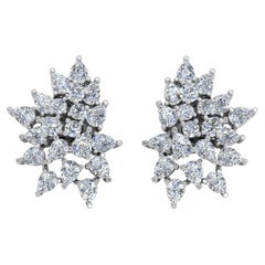 Pendientes de diamantes talla brillante redonda pera SI/H de 3,20 quilates y 14 quilates de oro blanco