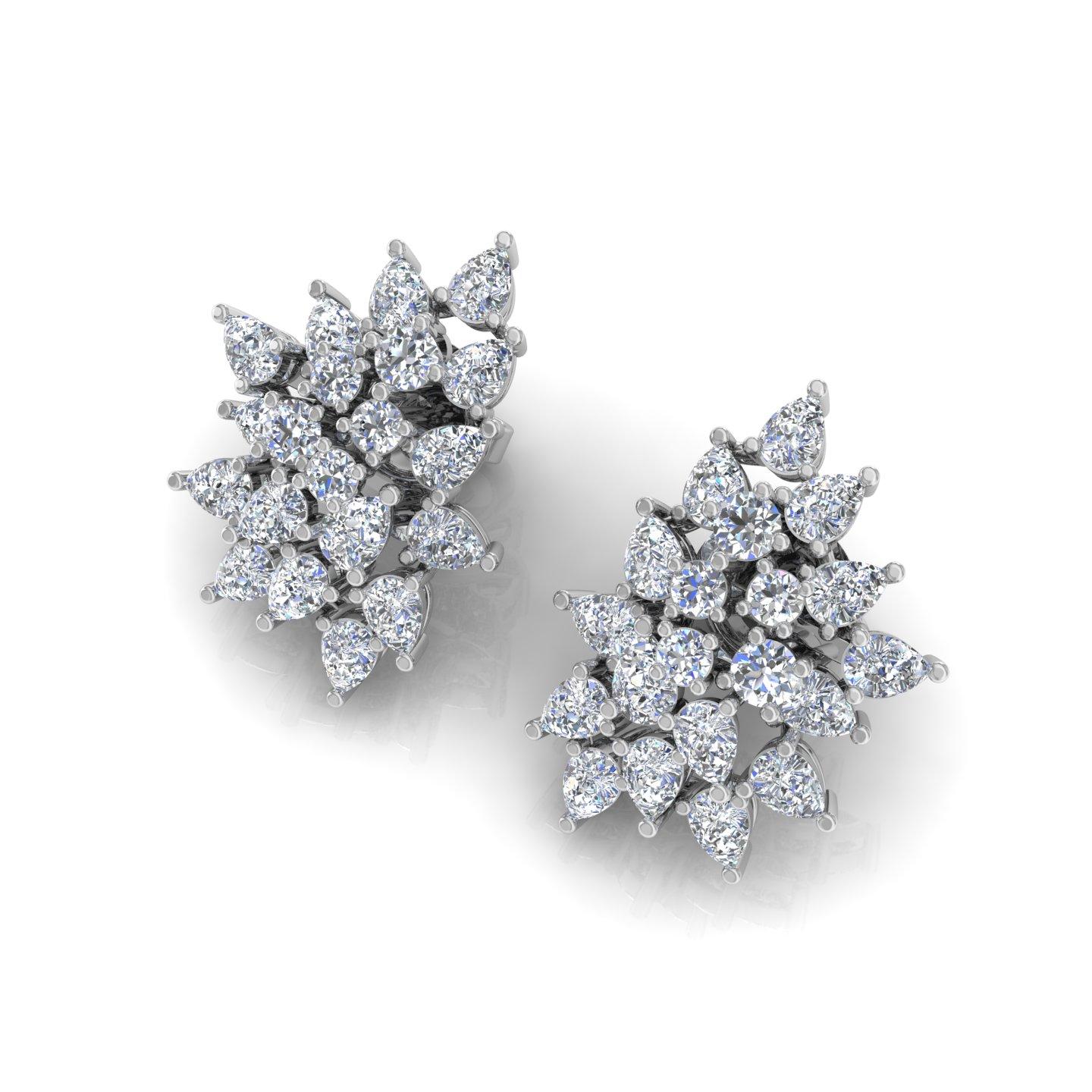 Modern 3.20 Carat SI/H Pear Round Brilliant Cut Diamond Earrings 18 Karat White Gold For Sale