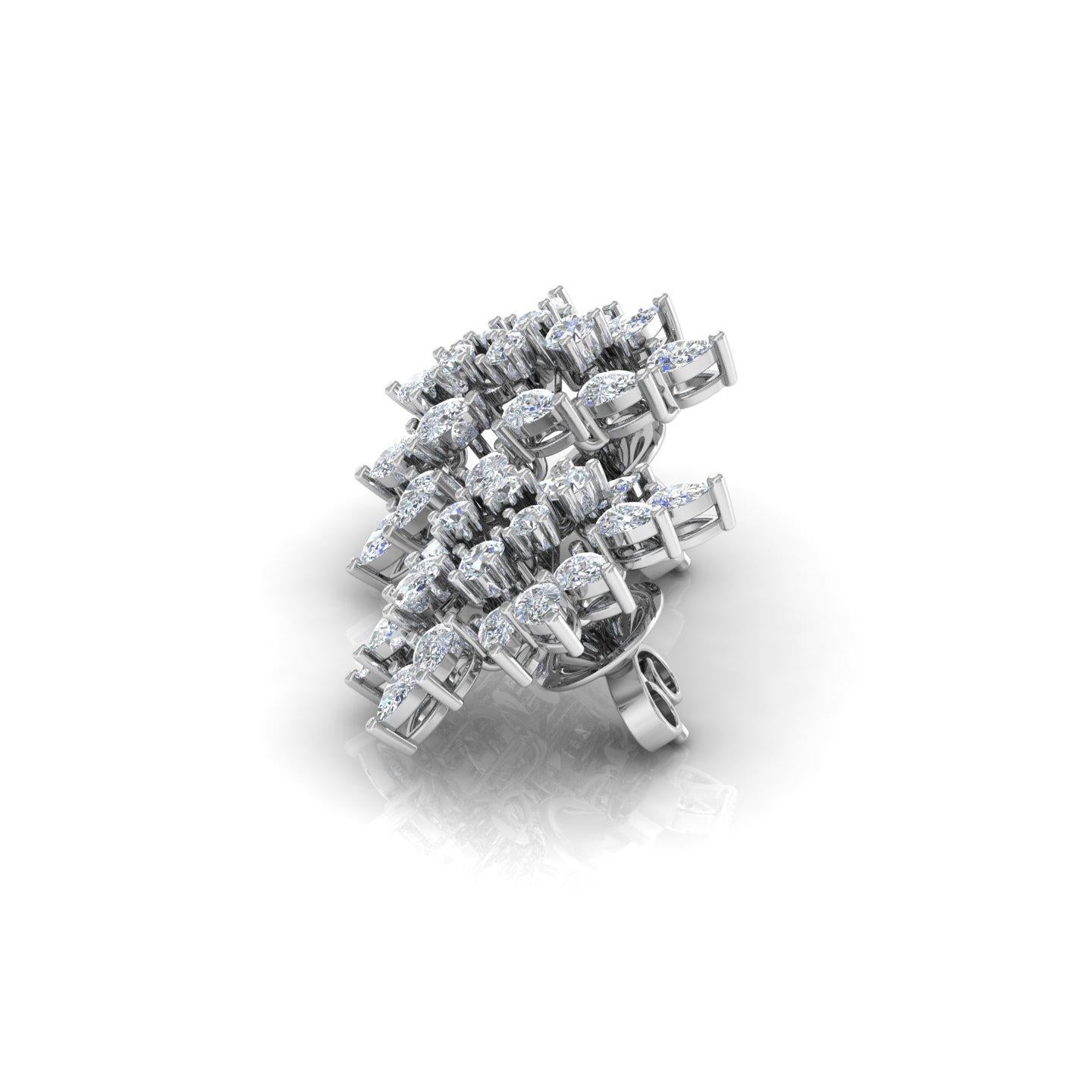 Pear Cut 3.20 Carat SI/H Pear Round Brilliant Cut Diamond Earrings 18 Karat White Gold For Sale