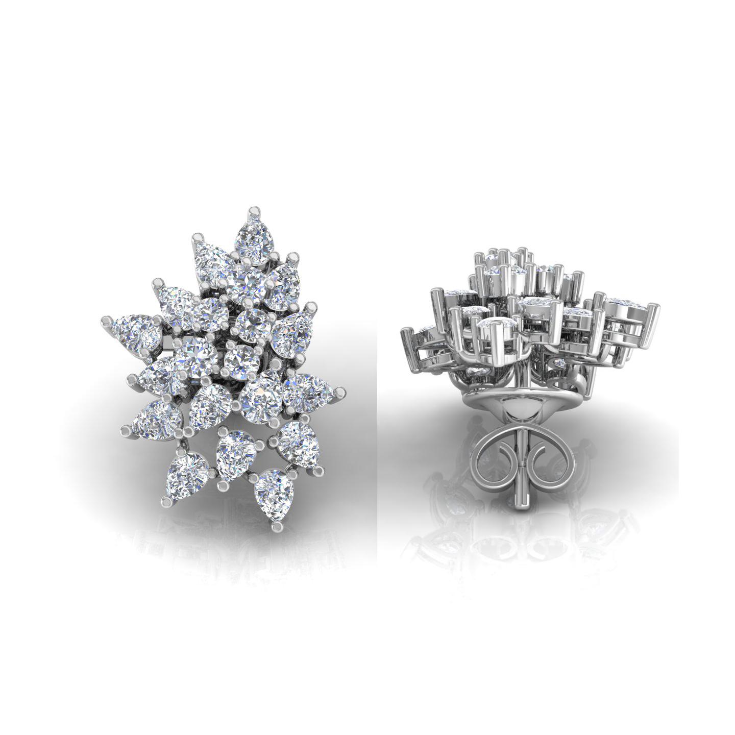 3.20 Carat SI/H Pear Round Brilliant Cut Diamond Earrings 18 Karat White Gold In New Condition For Sale In Diera, Dubai
