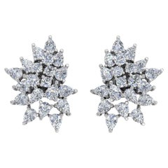 3.20 Carat SI/H Pear Round Brilliant Cut Diamond Earrings 18 Karat White Gold