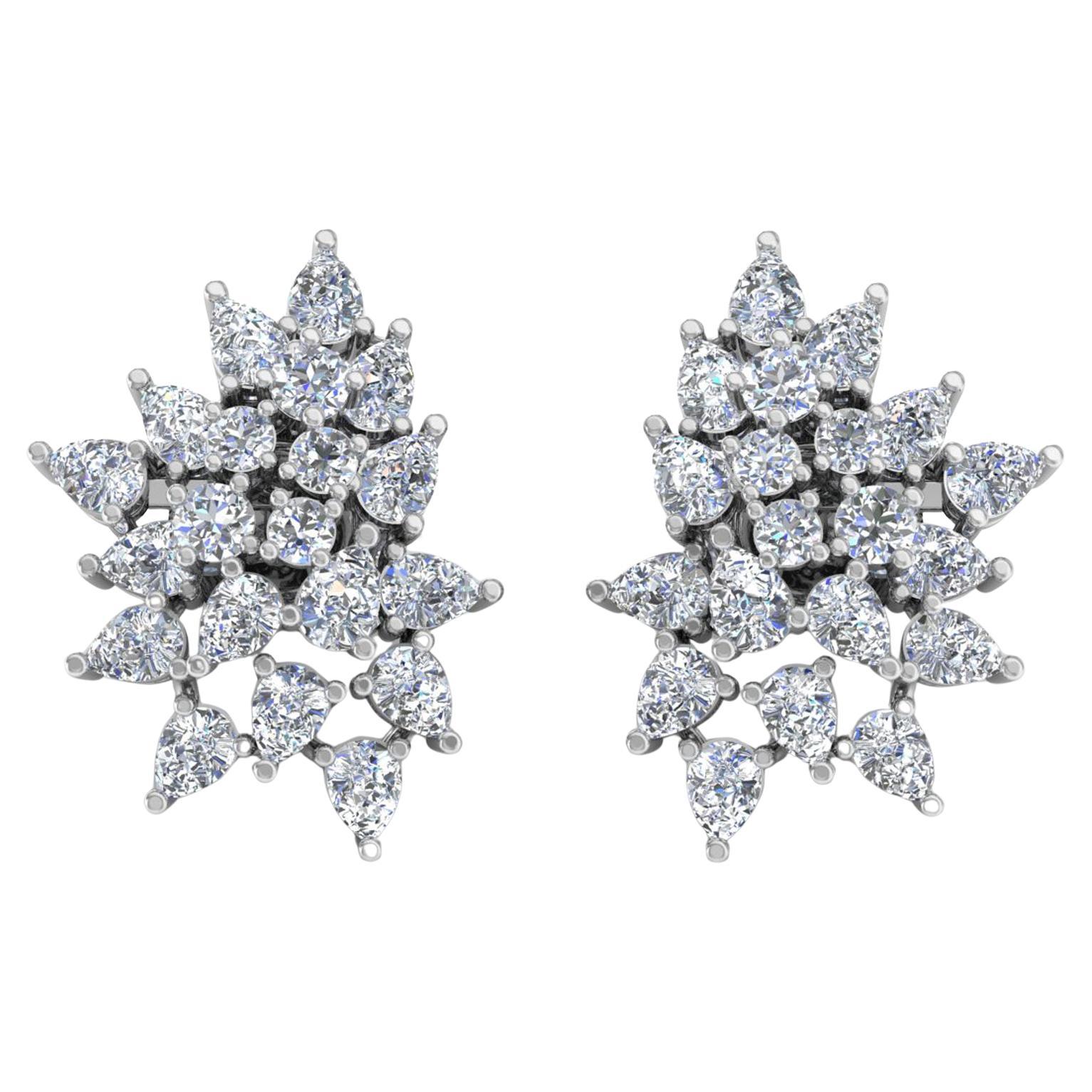 Orecchini di diamanti da 3,20 carati SI/H Pear Round Brilliante Cut Oro bianco 18 carati