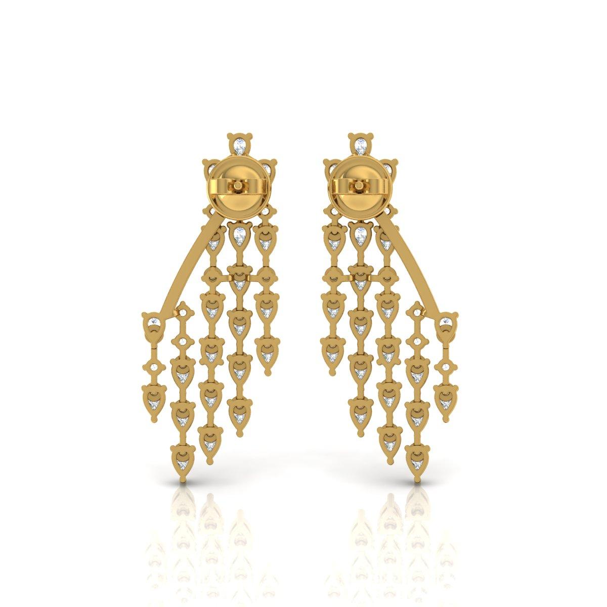 Pear Cut 3.20 Carat SI/H Pear Round Brilliant Cut Diamond Earrings 18 Karat Yellow Gold For Sale