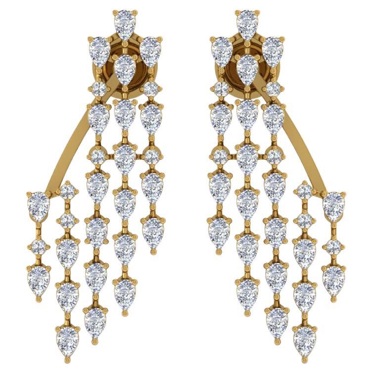 3.20 Carat SI/H Pear Round Brilliant Cut Diamond Earrings 18 Karat Yellow Gold For Sale