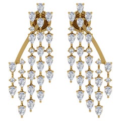 Orecchini di diamanti da 3,20 carati SI/H Pear Round Brilliante Cut Oro giallo 18 carati