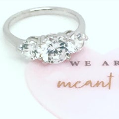 3.20 Carat Cubic Zirconia Three Stone Trilogy Designer Cluster Engagement Ring