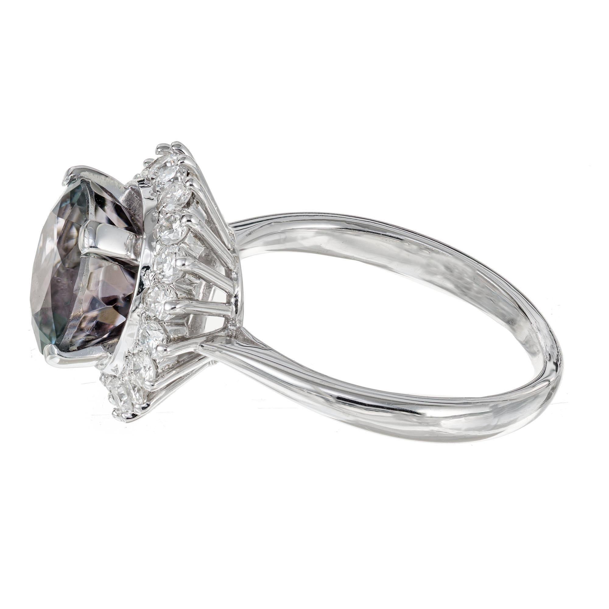 Round Cut 3.20 Carat Tourmaline Diamond Halo Platinum Engagement Ring For Sale