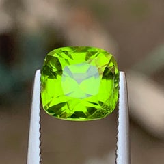 3.20 Carat Vivid Green Natural Peridot Cushion Cut Loose Gemstone from Pakistan