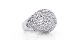 3,20 Karat weißer Diamant Dome Pave 18 Karat weißer Ring
