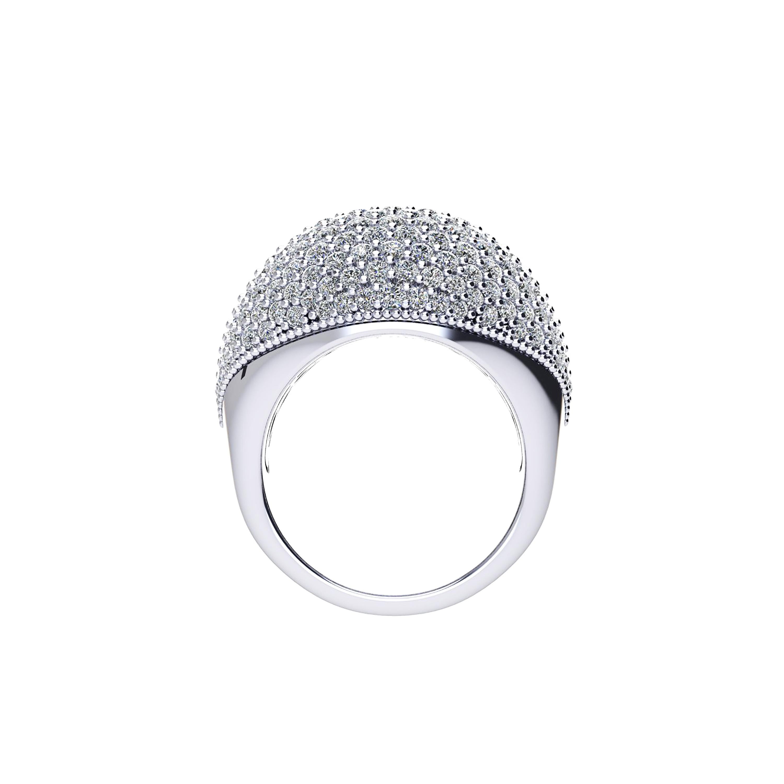 3.20 Carat white Diamond Dome Pave 18 Karat White Ring In New Condition For Sale In New York, NY