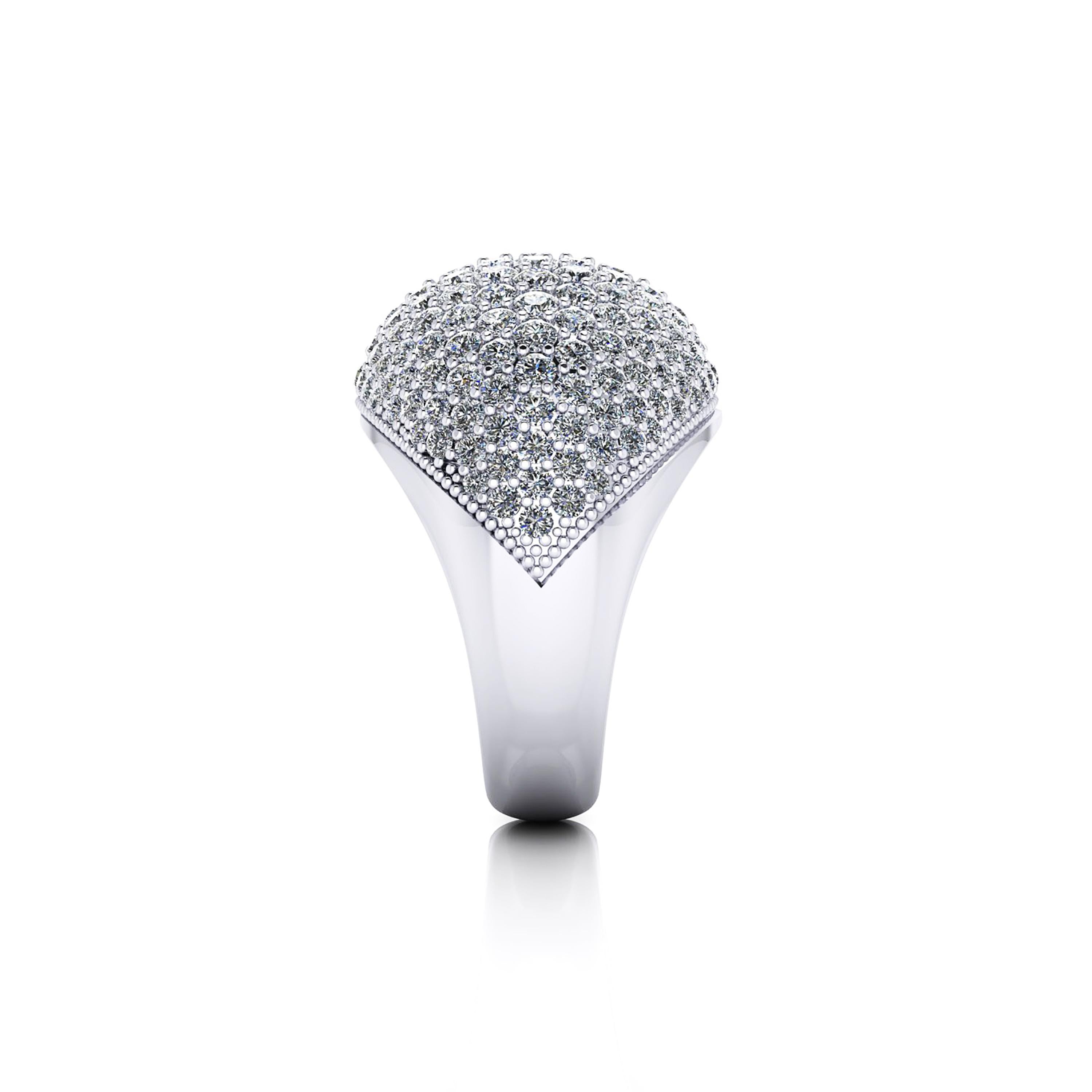3.20 Carat white Diamond Dome Pave 18 Karat White Ring For Sale 1