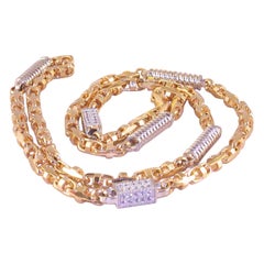 3.20 Carat Yellow White Gold Men’s Diamond Chain Necklace