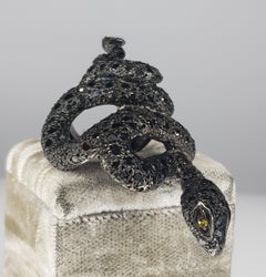 3.20 Carats Black Diamonds d'Avossa Snake Ring